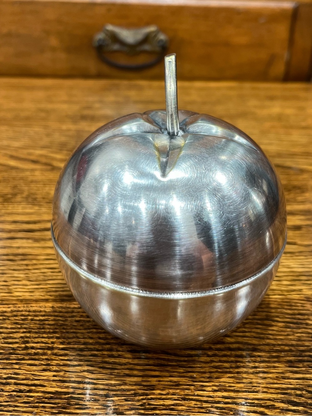 Vintage De Uberti Italy Apple Jam or Sugar Bowl Silver Tone Metal Collectible